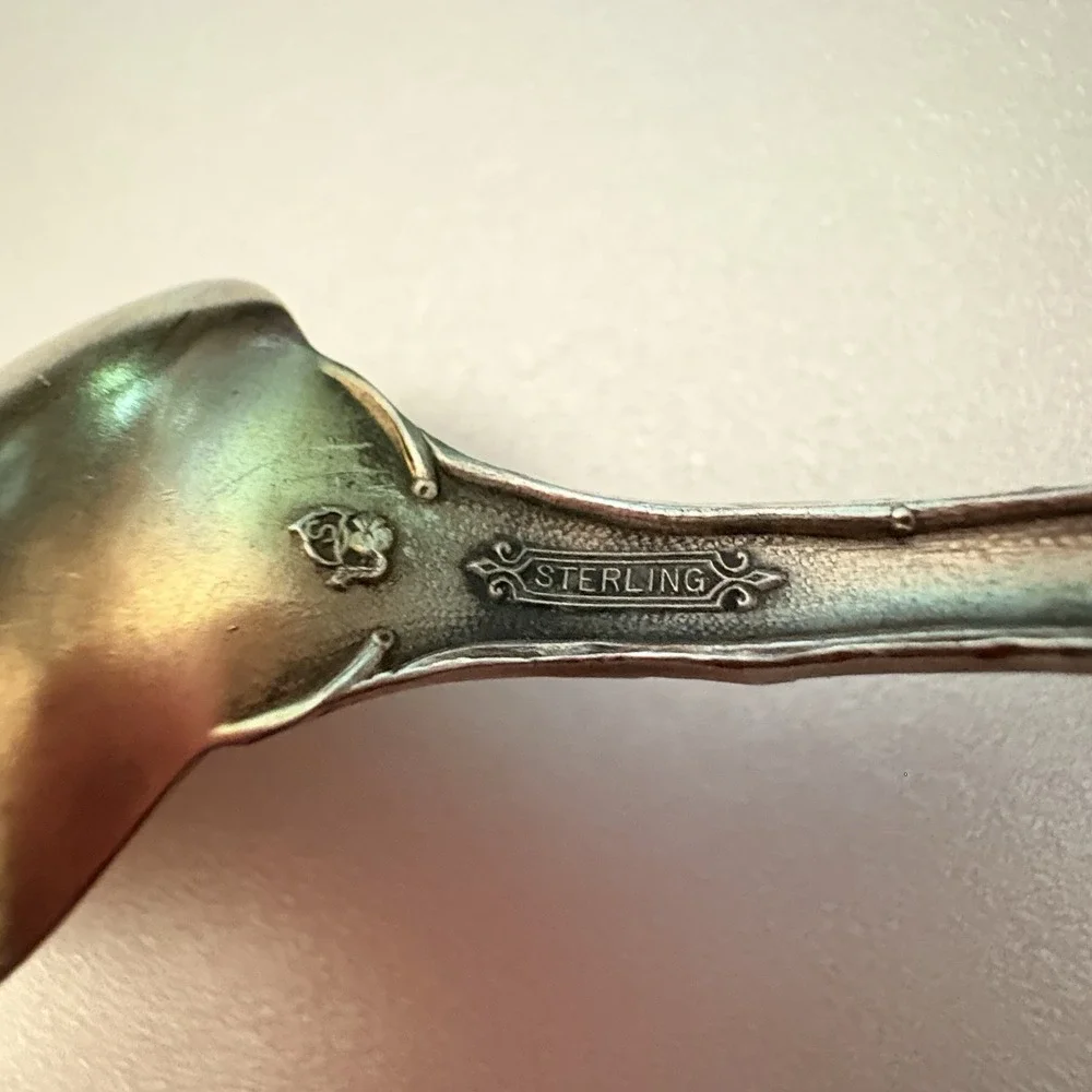 VTG Sterling Silver Spoon Carthage MO Souvenir Gold Wash Holly Leaves Berries
